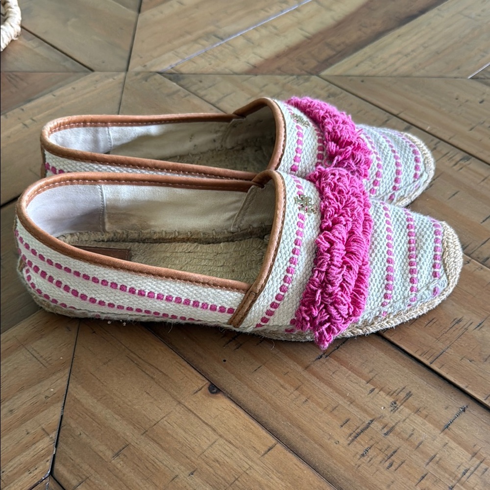 Tory Burch Pink and Cream Espadrille Flats - Picture 2 of 7